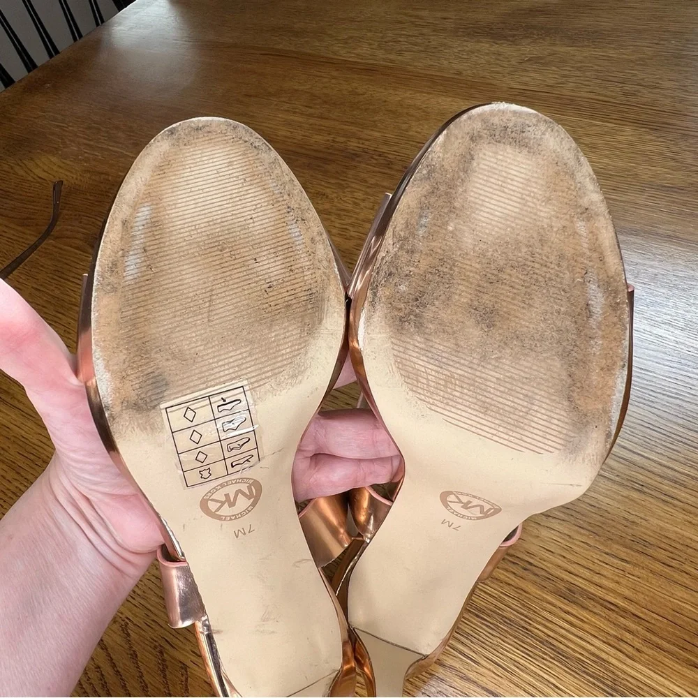 Michael Kors Rose Gold Metallic Leather Heels – Size 7M – 3.75” Heel - Picture 11 of 11